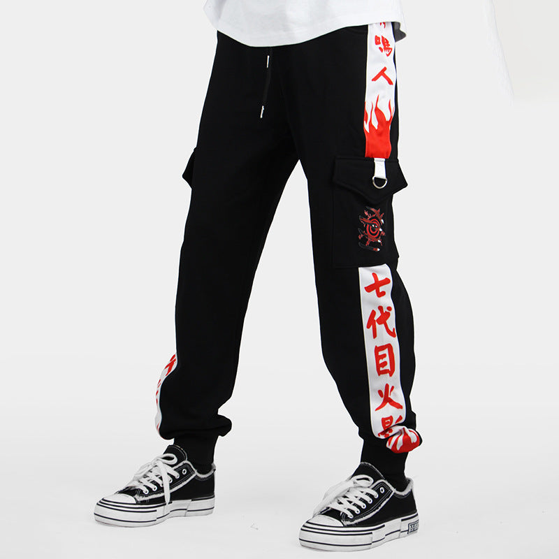 Trendy Men's Anime Letter Casual Trousers