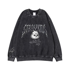 Evil SKZ Print Cotton Washed Crew Neck Top