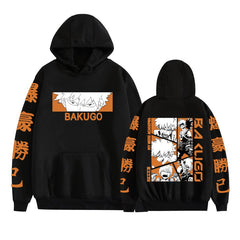 Unisex Anime Bakugo Print Casual Loose Hoodie