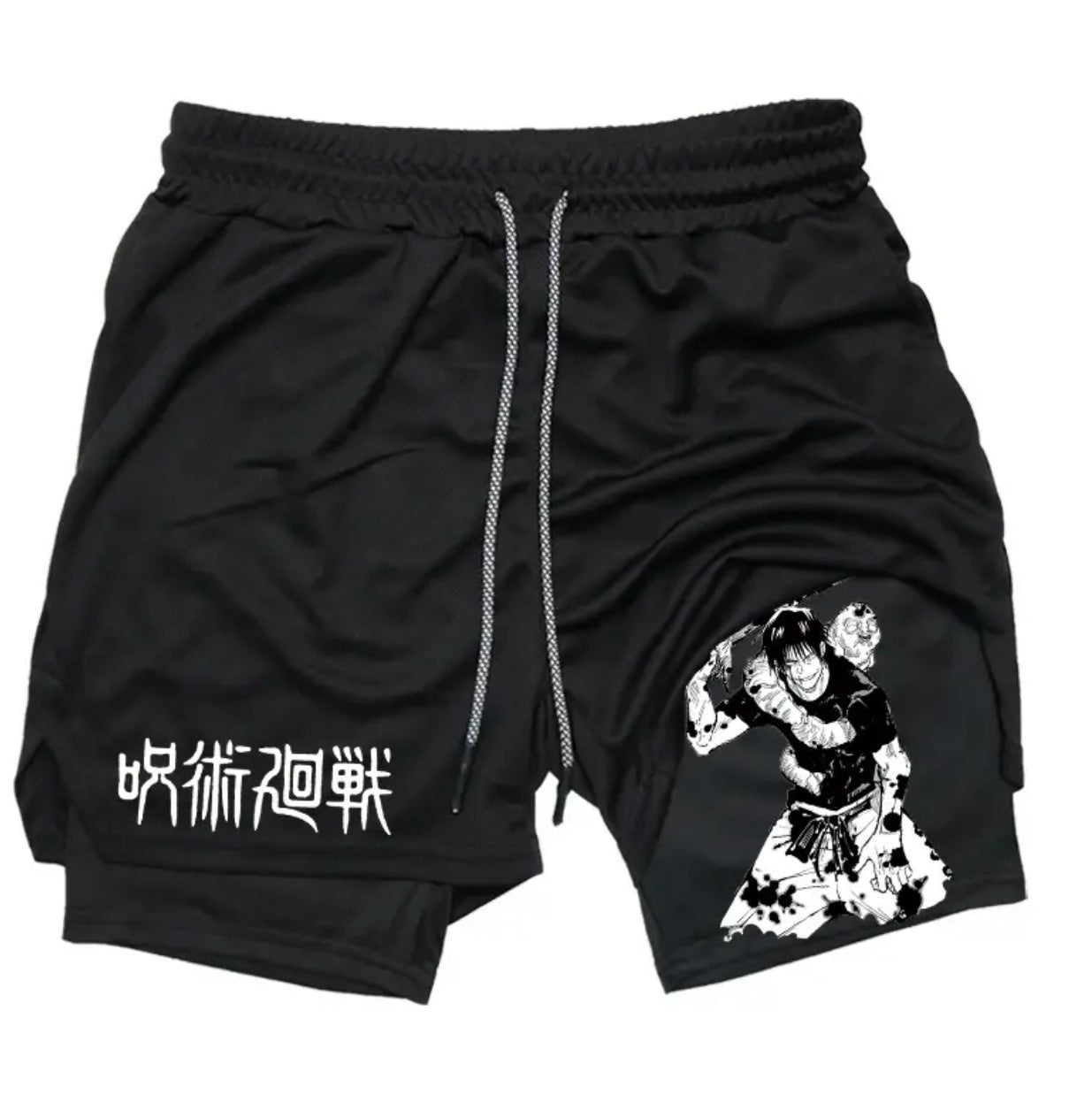 Anime Printed Double-layer Fitness Casual Shorts