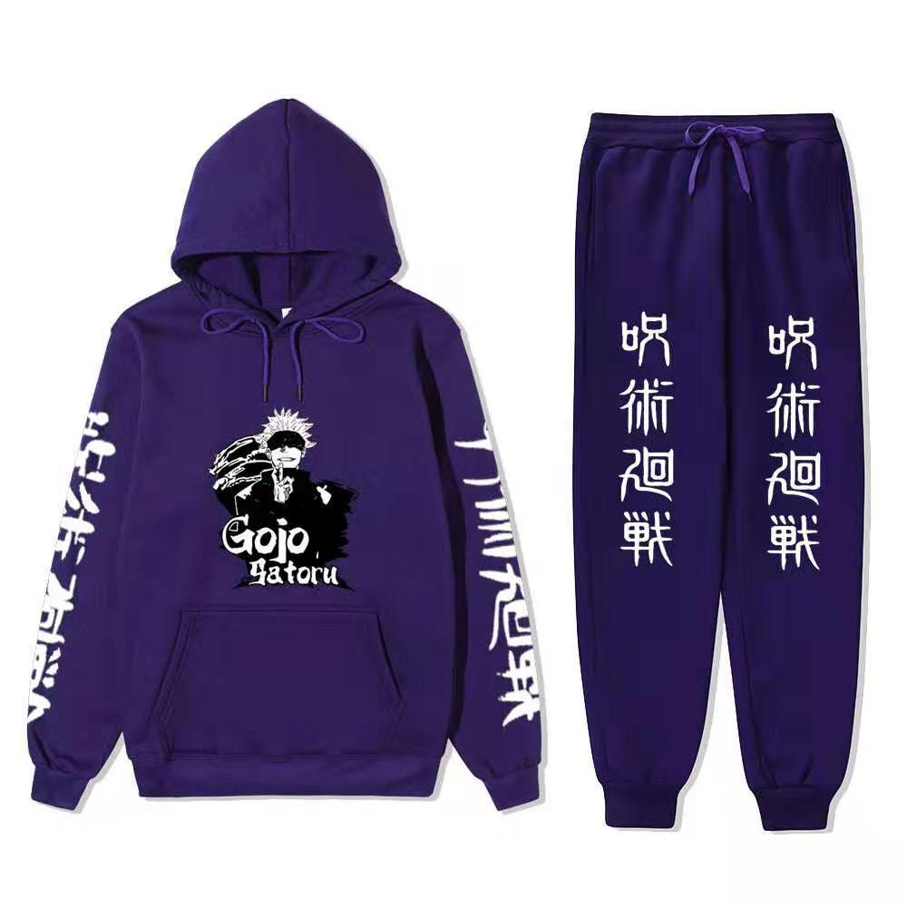 Unisex Gojo Printed Casual Hoodie Sports Pants Set