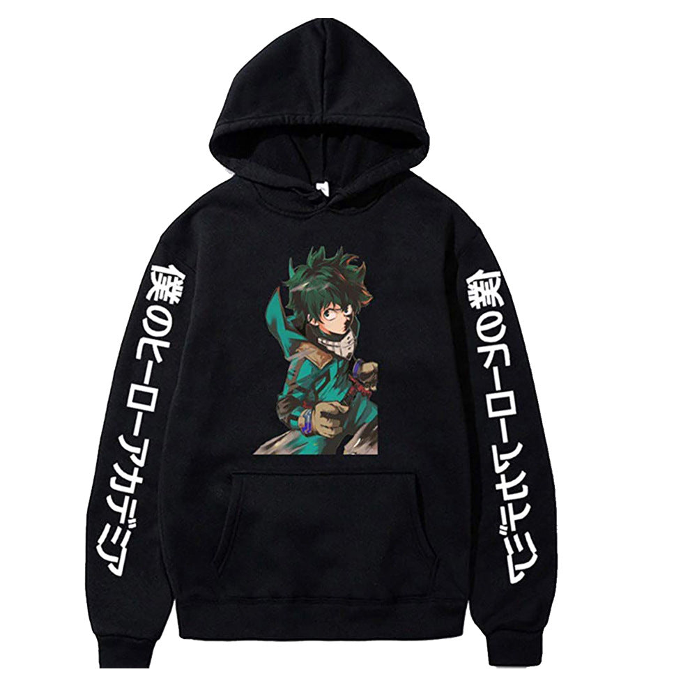 Unisex Anime Graphic Print Black Casual Hoodie