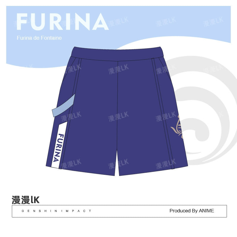 Women's Furina Game Short Sleeve T-Shirt Shorts Set
