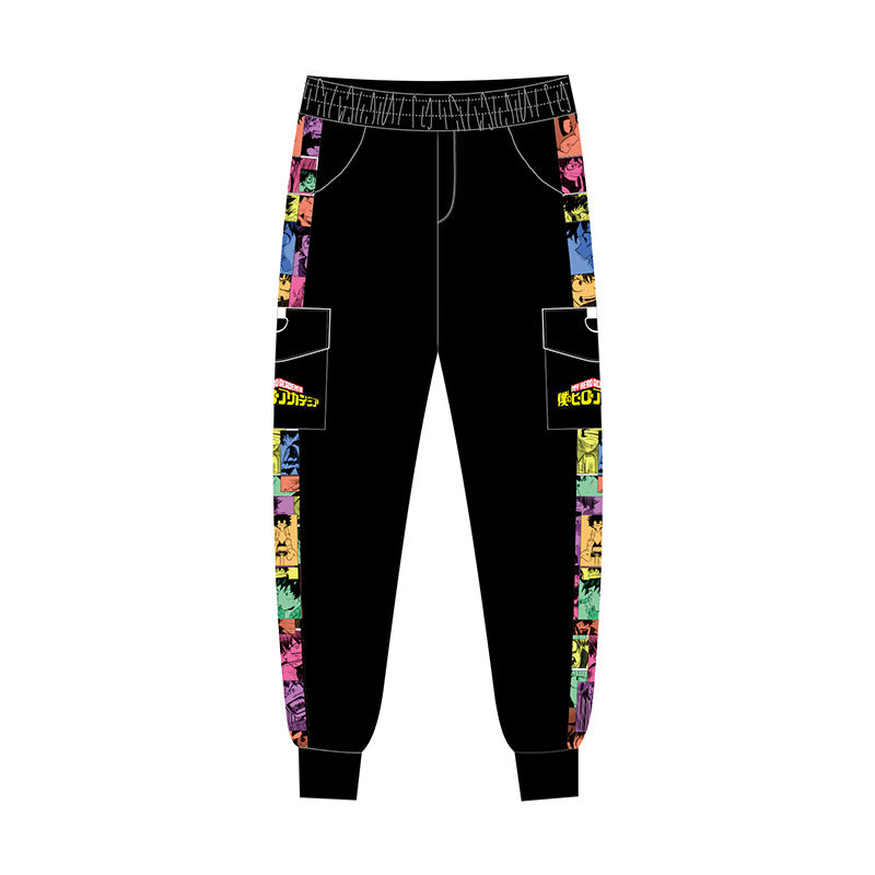 Trendy Casual Anime Black Loose Sweatpants