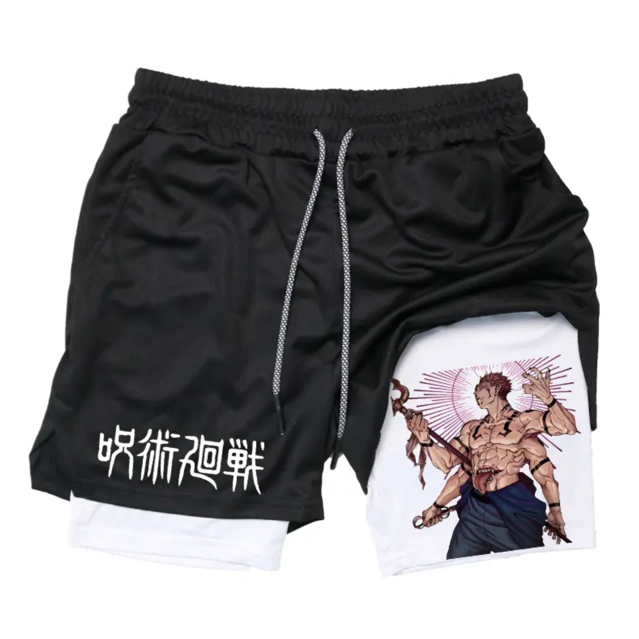 Casual Anime Printed Double-layer Fitness Shorts