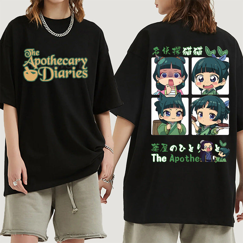 Girl's Anime Round Neck Loose T-shirt