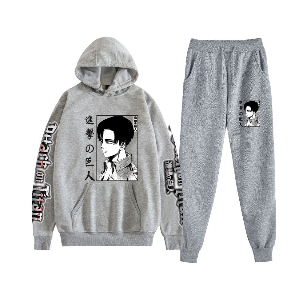 Men's Anime Pattern Print Hoodie Pants Set