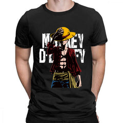 Men's Luffy Printed Crew Neck Pullover T-Shirt