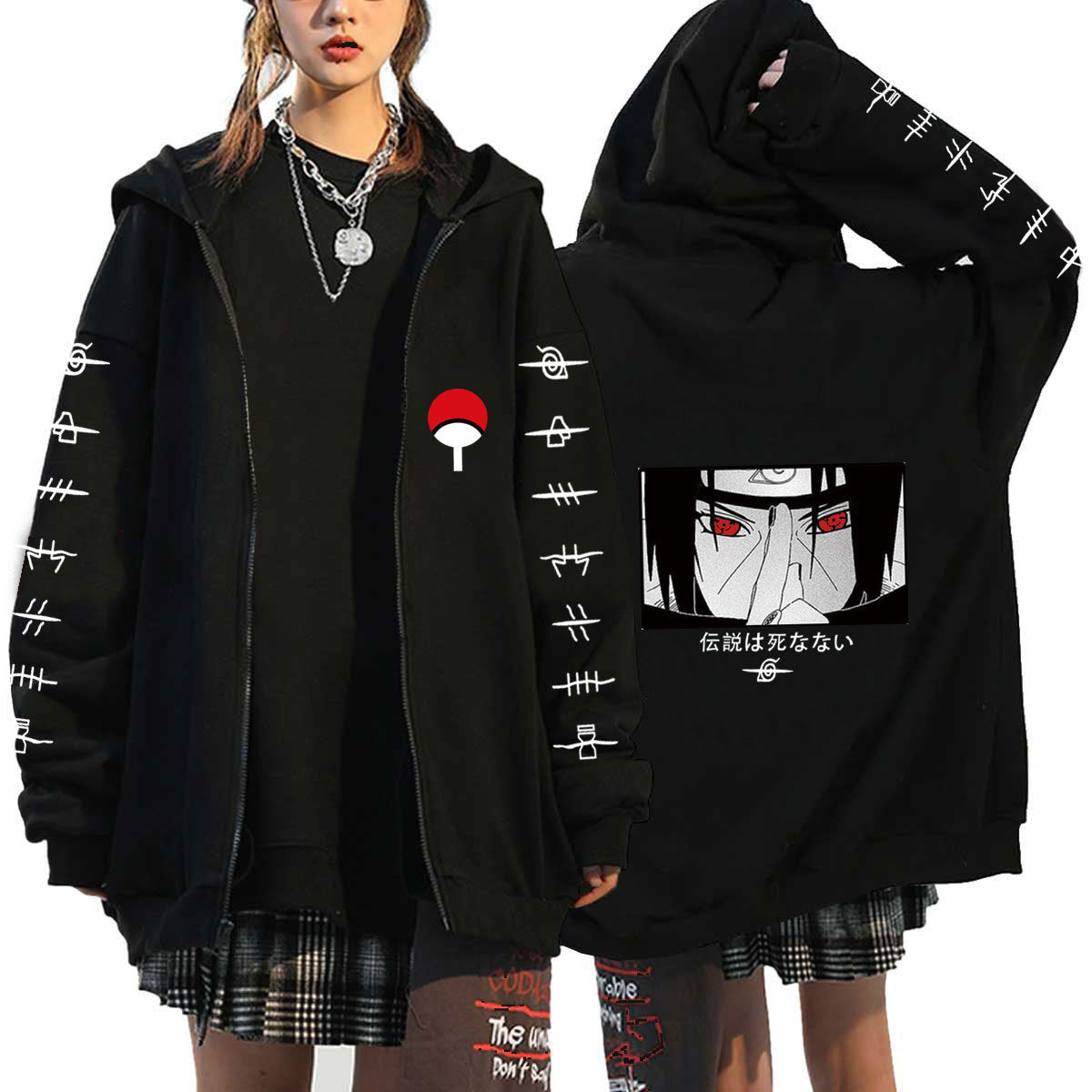 Unisex Trendy Anime Print Zipper Casual Hoodie