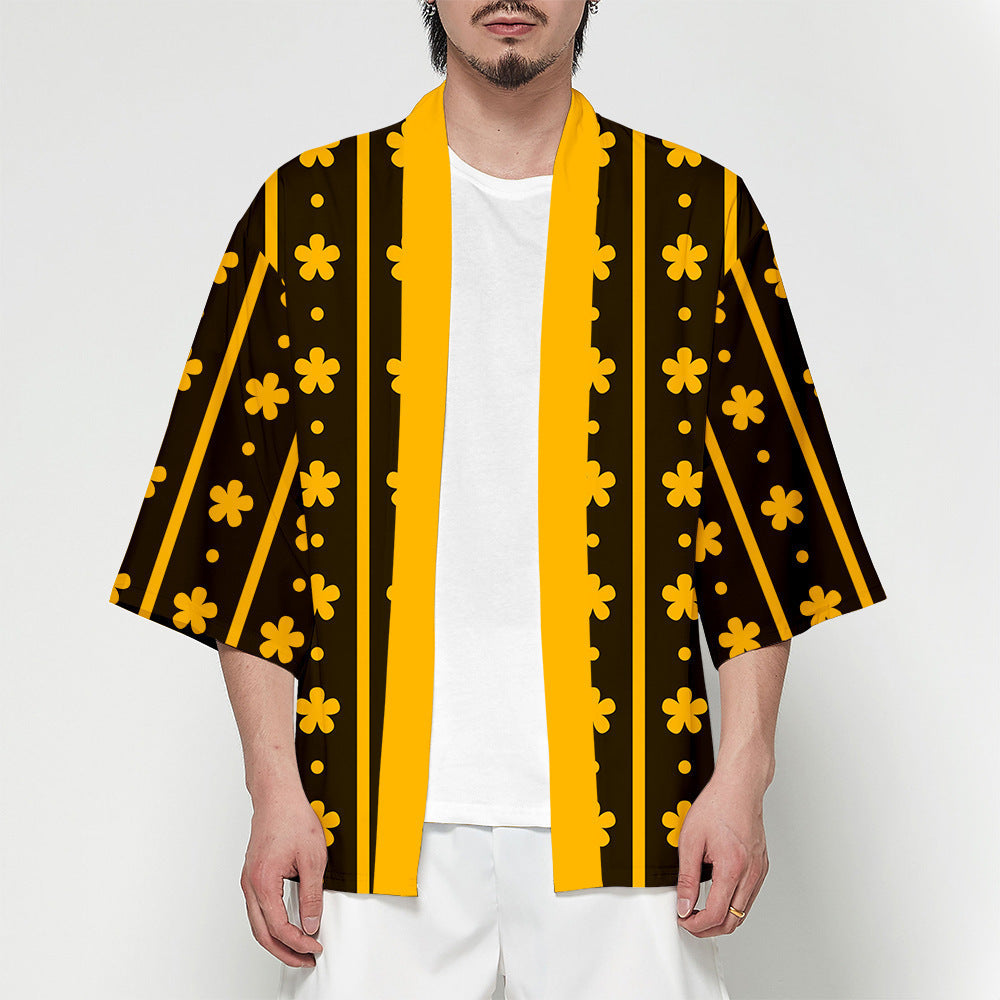 Trendy Digital Print Short-sleeved Cosplay Kimono Cape