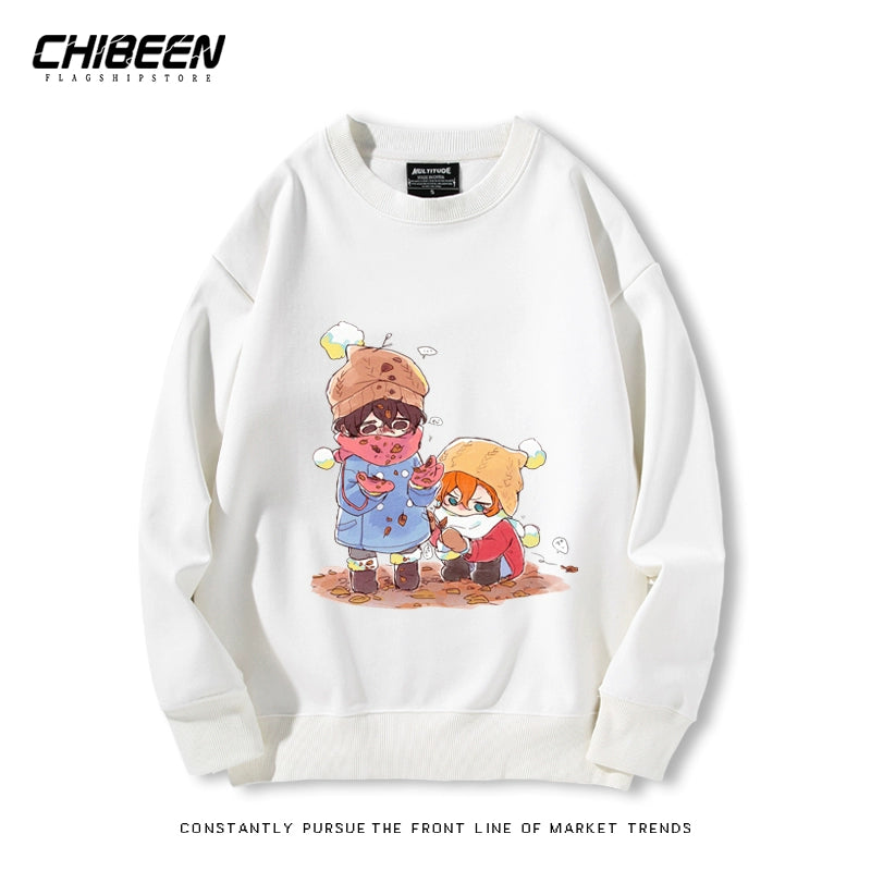 Casual Anime Printed Crew Neck Sweatshirt
