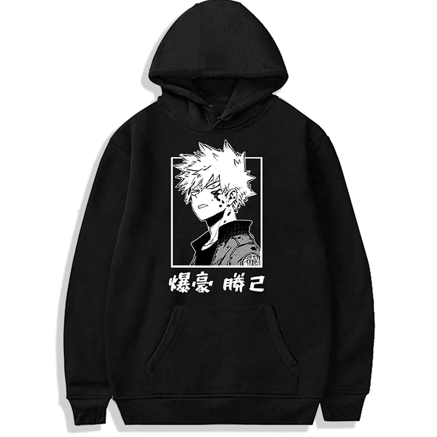 Unisex Anime Graphic Print Black Casual Hoodie