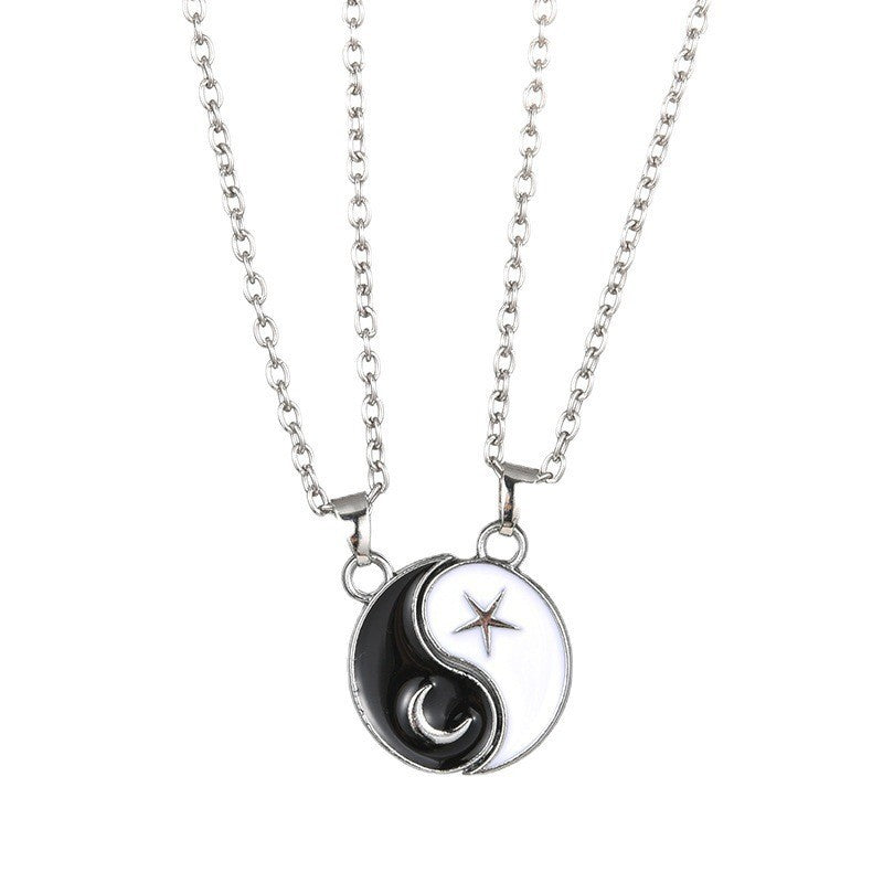 Sun Moon Yin Yang Couple Necklace Set