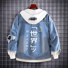 Trendy Jojo Men's Denim Loose Hooded Jacket