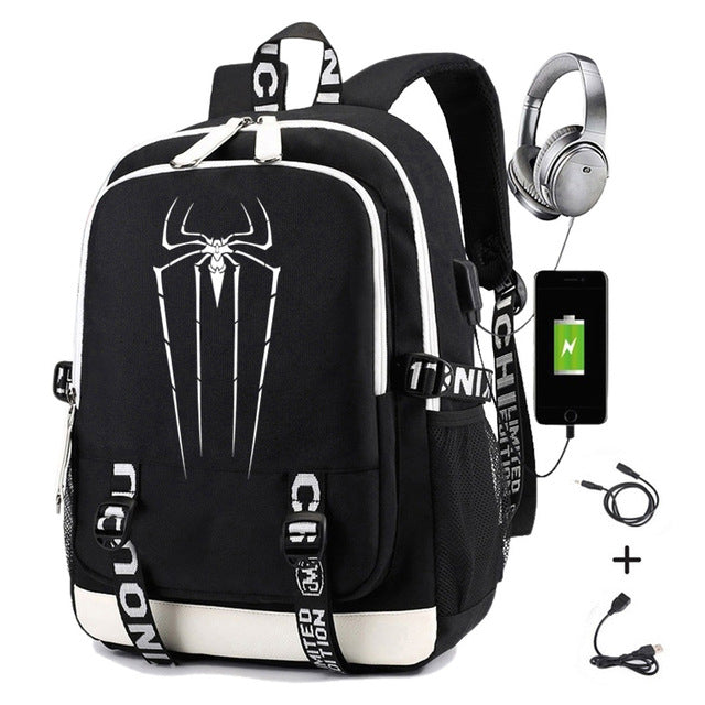 Cool Spider Print Large-capacity Backpack