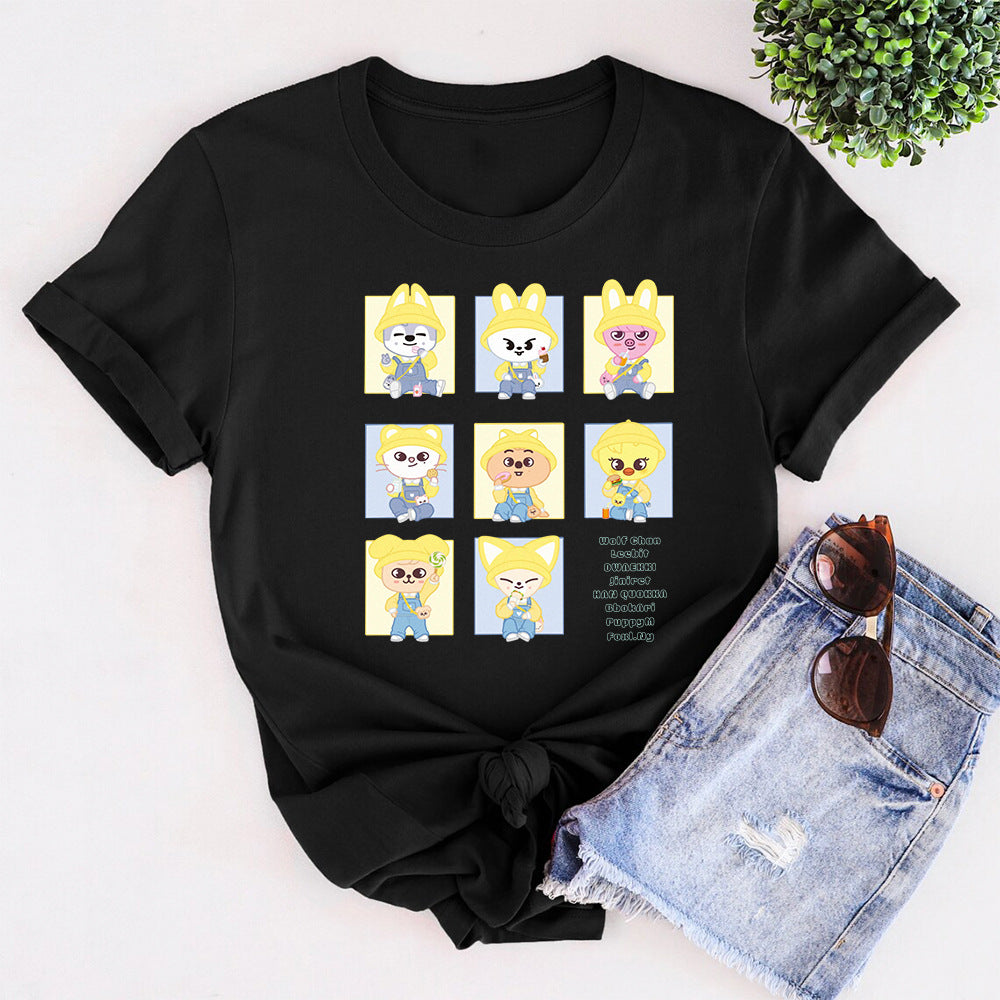Cute Kpop Cartoon Short-sleeved T-shirt