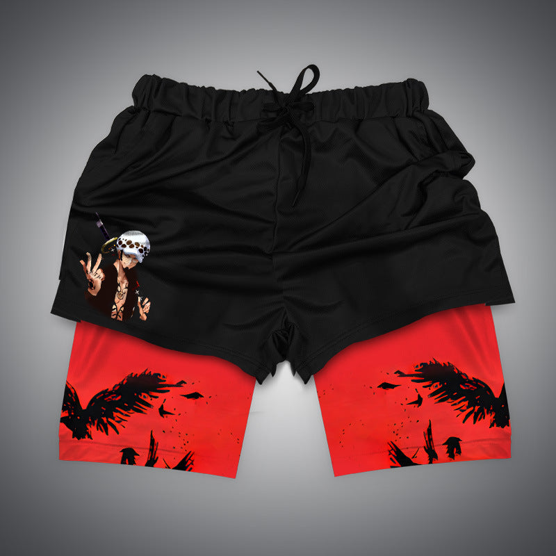 Trendy Men's Anime Digital Print Beach Shorts