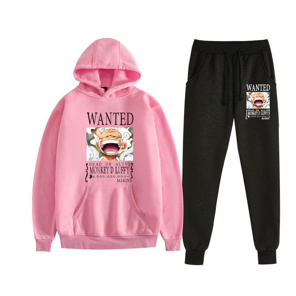 Unisex Luffy Anime Printed Hoodie Sports Pants