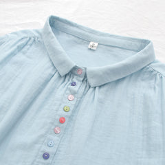 Women's Fresh Colorful Button Three-quarter Sleeve Shirt