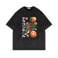Vintage Anime Half-sleeve Washed T-shirt