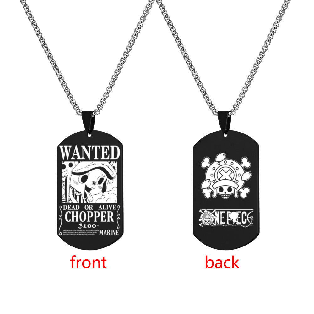 Luffy Wanted Double-sided Dog Tag Necklace