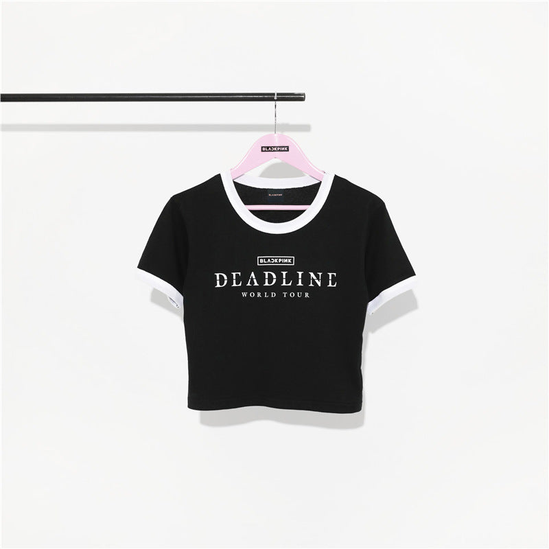 KPOP DEADLINE Printed Cotton T-shirt Top
