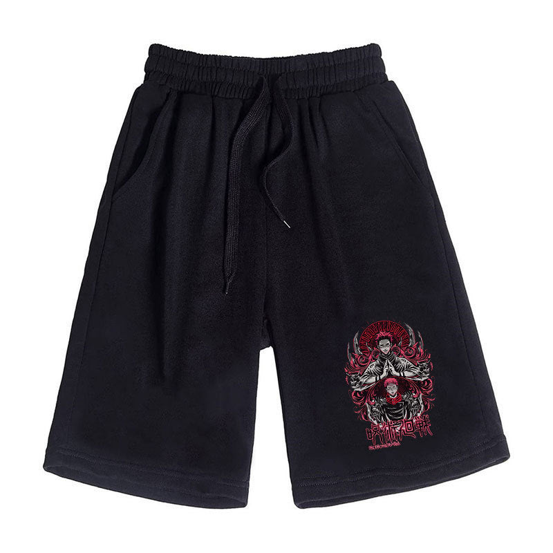 Men's Anime Print Casual Sports Loose Shorts