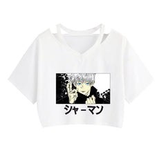 Girls Anime Printed Short Sleeve Crop T-Shirt