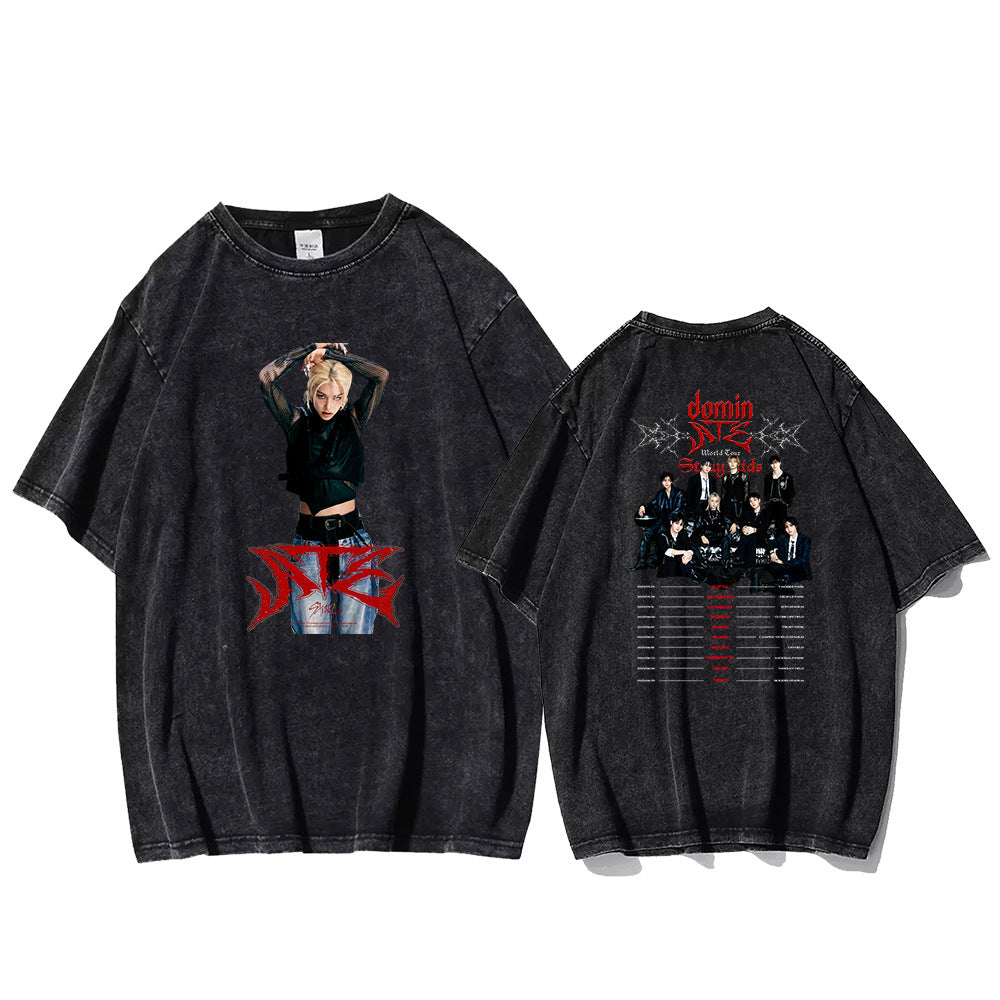 Unisex Kpop ATE Graphic Washed T-shirt