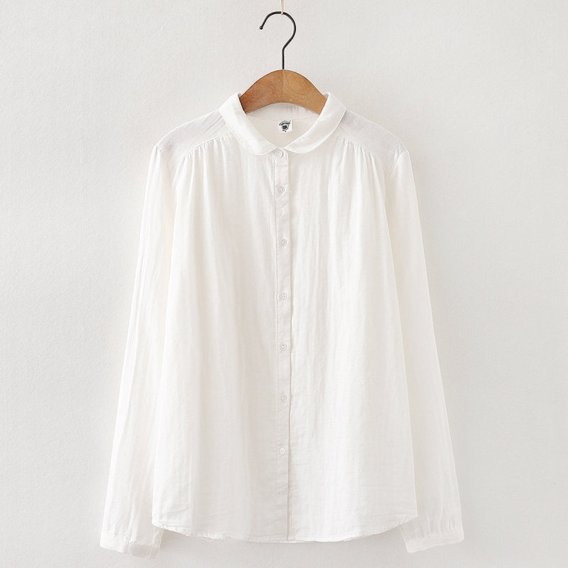 Women’s Cotton Long Sleeve Lapel Loose Shirt