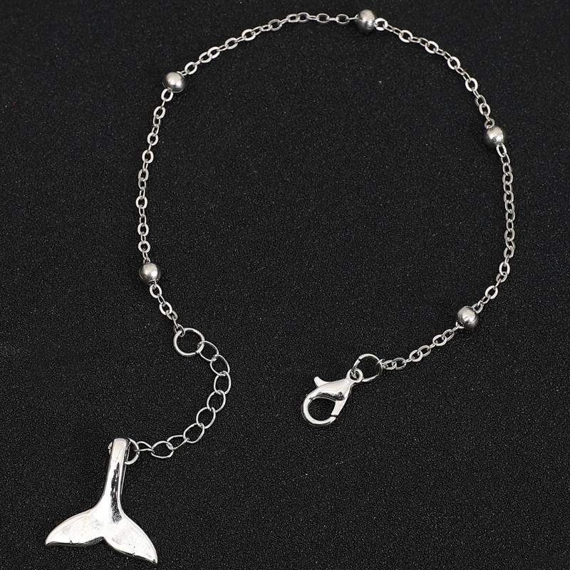 Bead Chain Dolphin Tail Pendant Bracelet