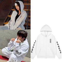 Minji Same Style Zipper Hoodie Top