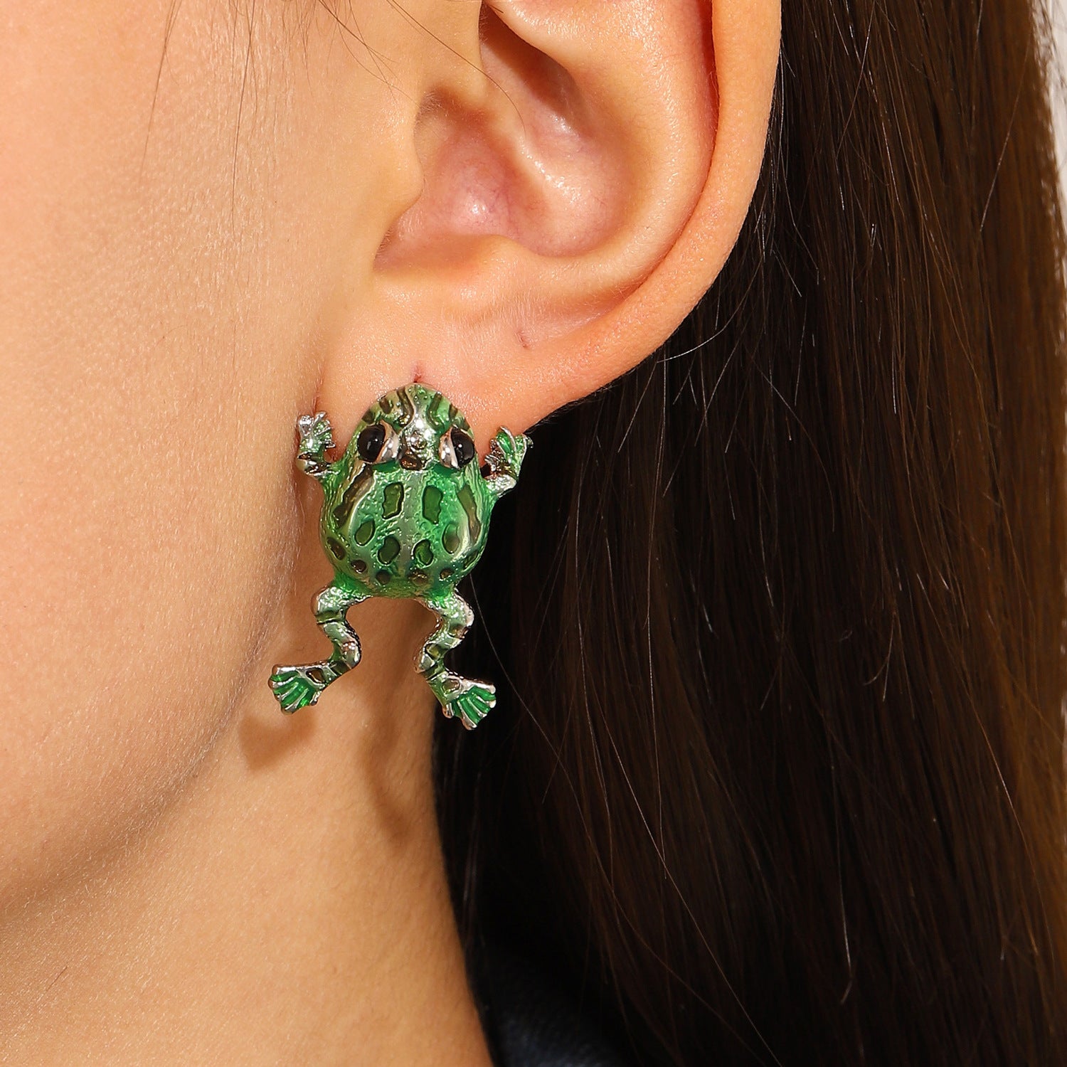 Retro Punk Style Frog Ear Clip Earrings