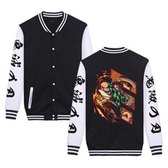 Unisex Anime Pattern Button Up Baseball Jacket