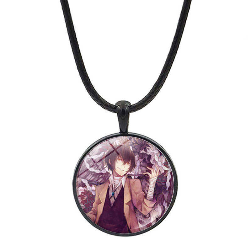 Versatile Anime Pendant Leather Rope Necklace