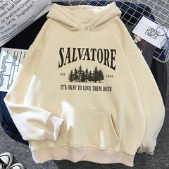 Casual TVD Graphic Printed Loose Hoodie