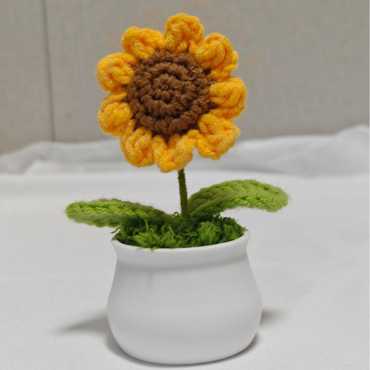 Smiley Sunflower Crochet Ornament