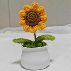 Smiley Sunflower Crochet Ornament