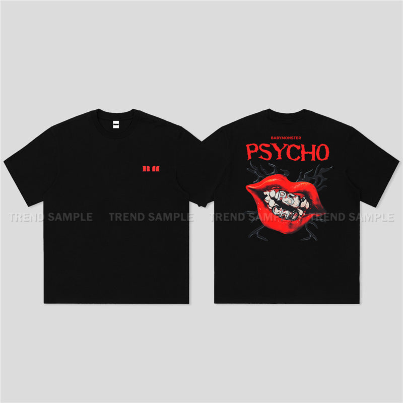 BM PSYCHO Printed Short-sleeved T-shirt