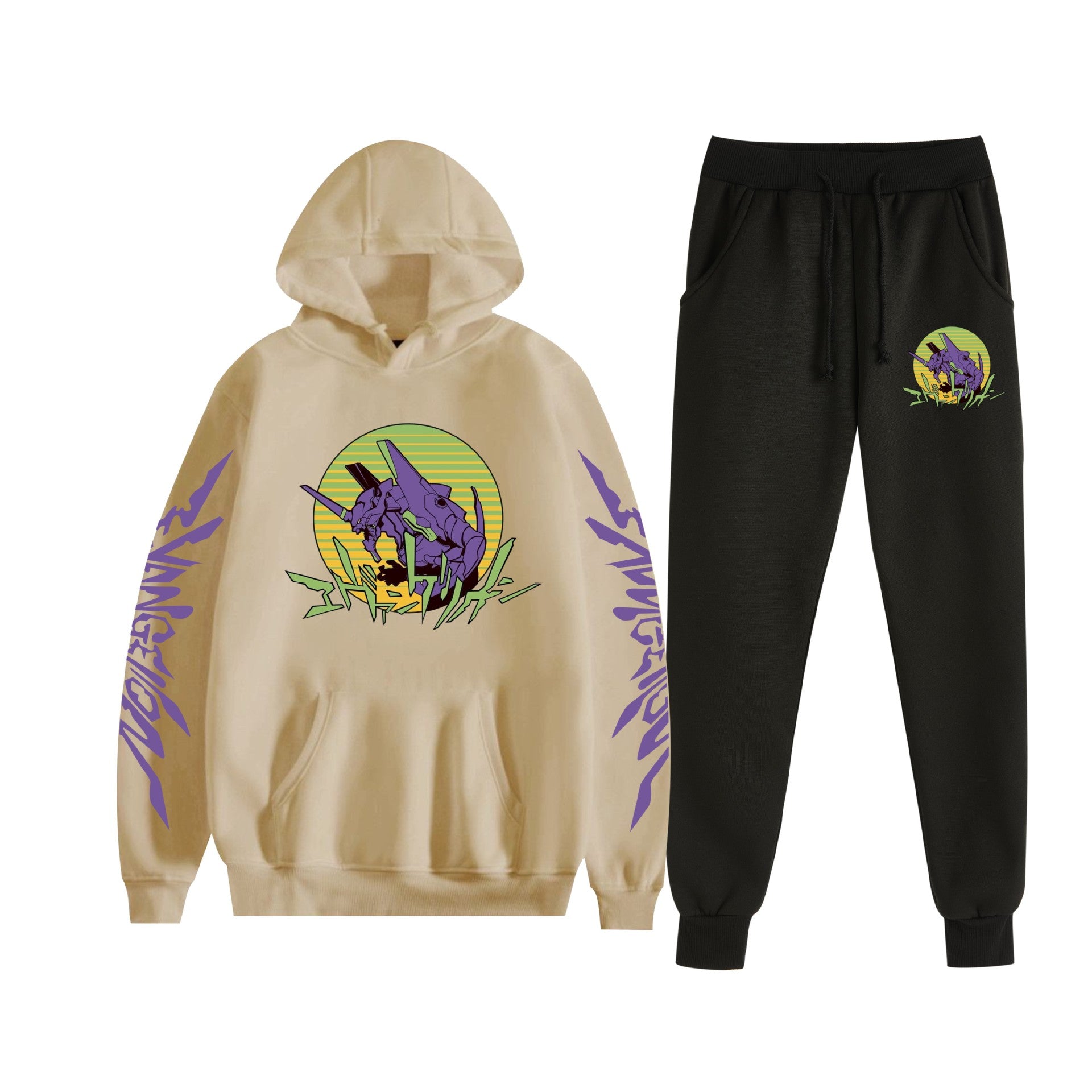 Unisex Eva Graphic Print Hoodie Pants Set