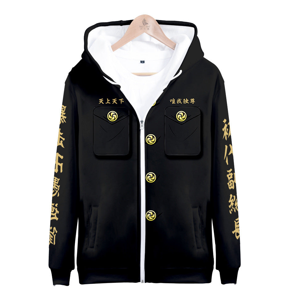 Anime COS Digital Print Hooded Zipper Cardigan