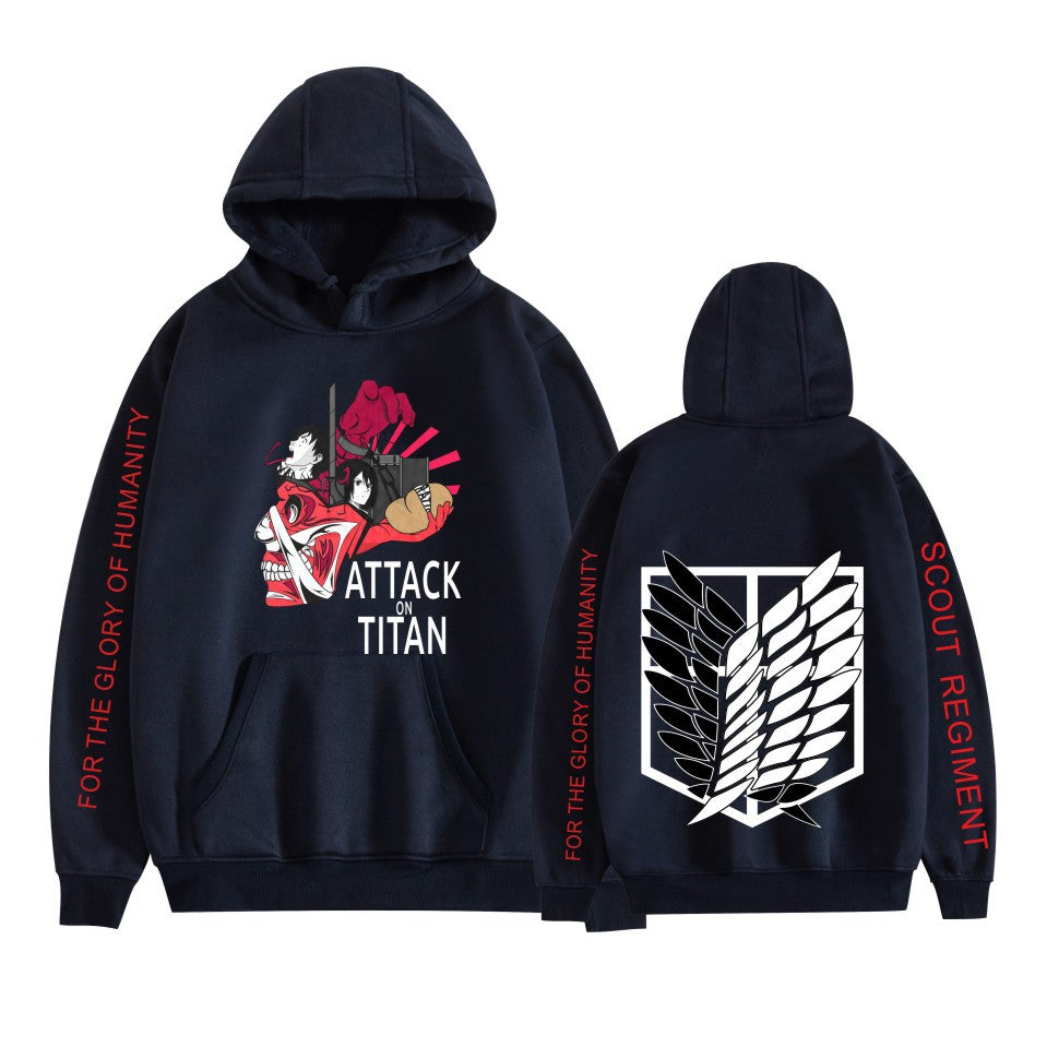 Unisex Anime Titan Print Casual Hoodie