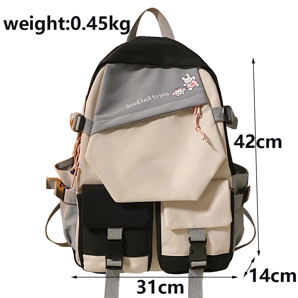 Trendy Korean Style Stitching Letter Print Backpack