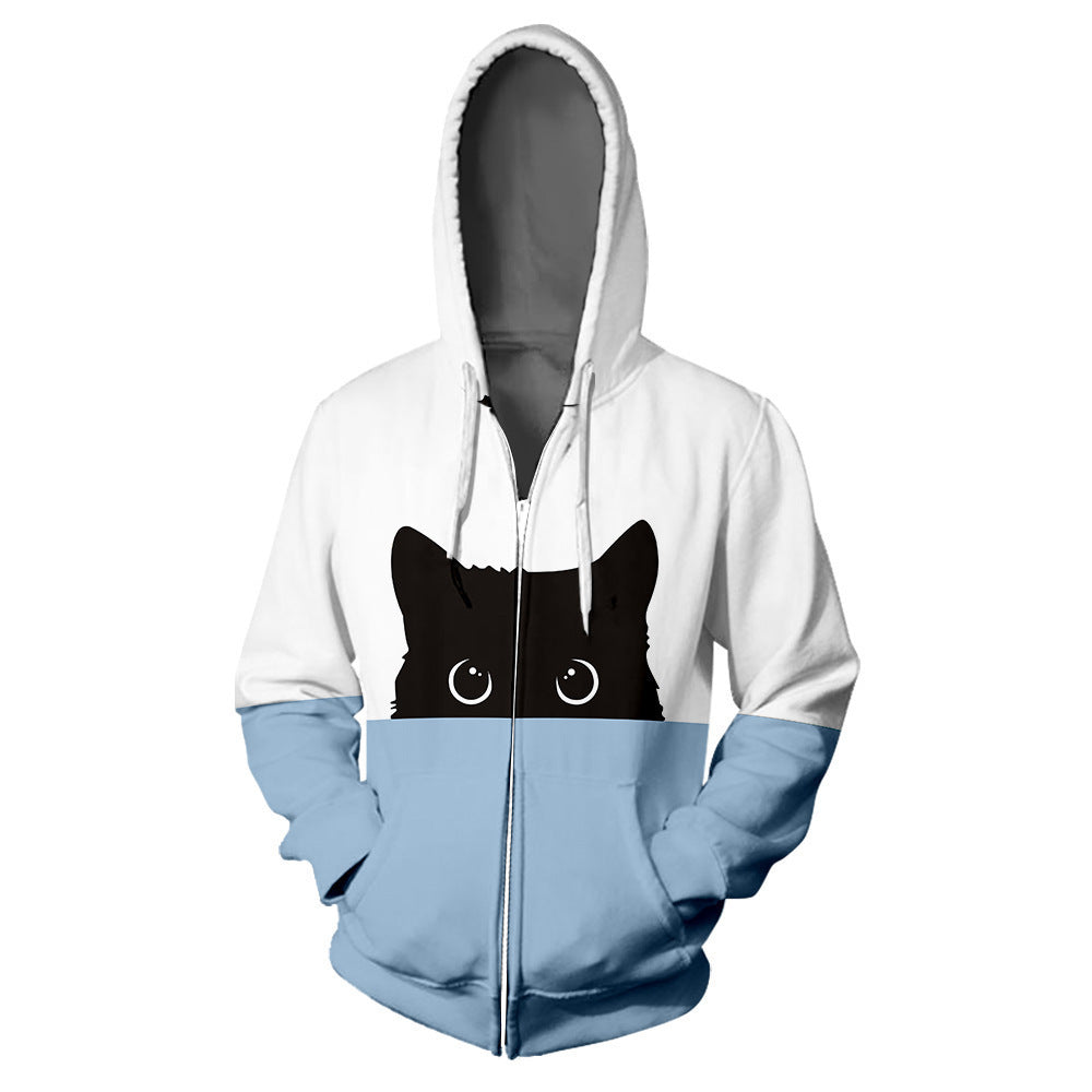 Leisure Cat 3D Print Zipper Hoodie