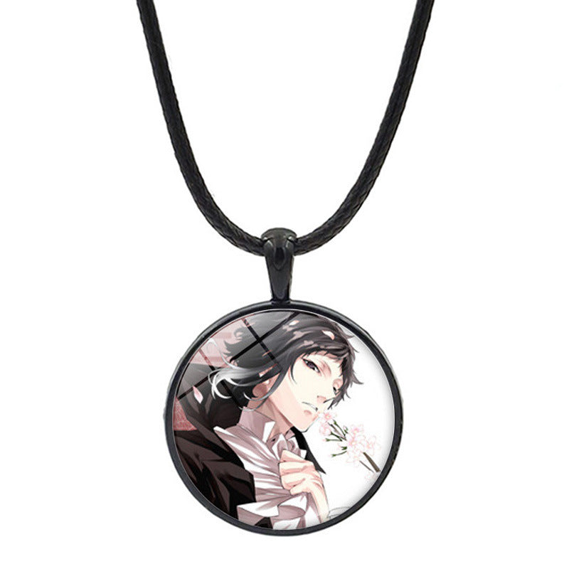 Versatile Anime Pendant Leather Rope Necklace