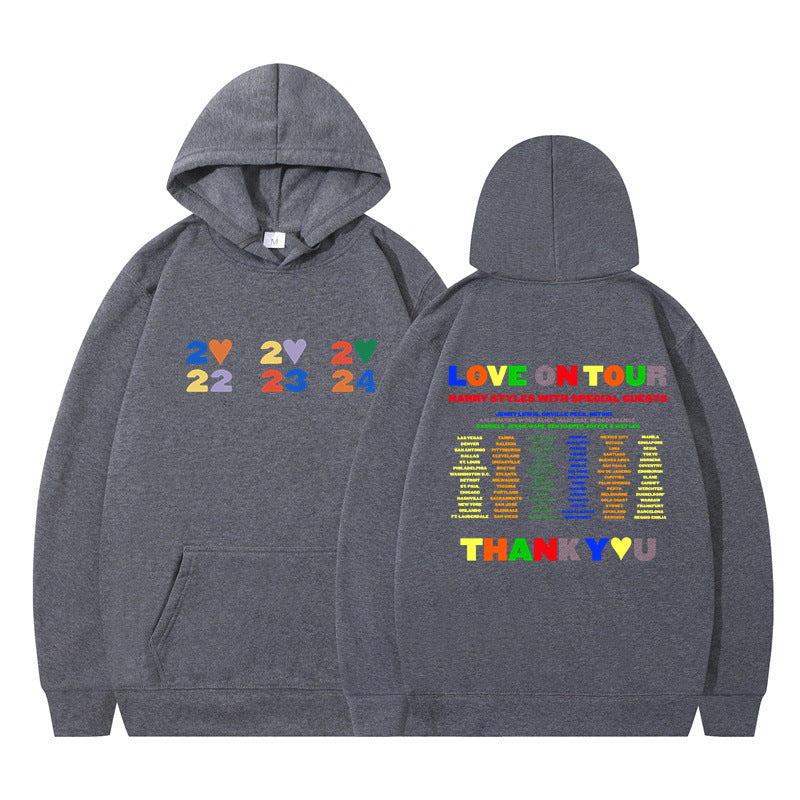 Casual Love on Tour Printed Pullover Loose Hoodie