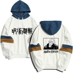 Unisex Anime Printed Color Block Casual Hoodie