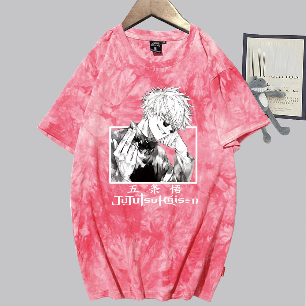 Unisex Anime Tie-dye Loose Short-sleeved T-shirt