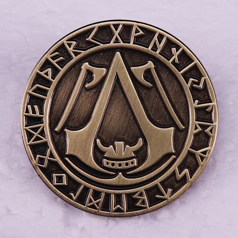 Vintage Game Valhalla Viking Badge Brooch