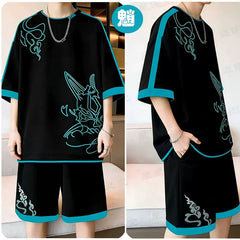 XIAO KAZUHA Cos Short Sleeve T-Shirt Shorts
